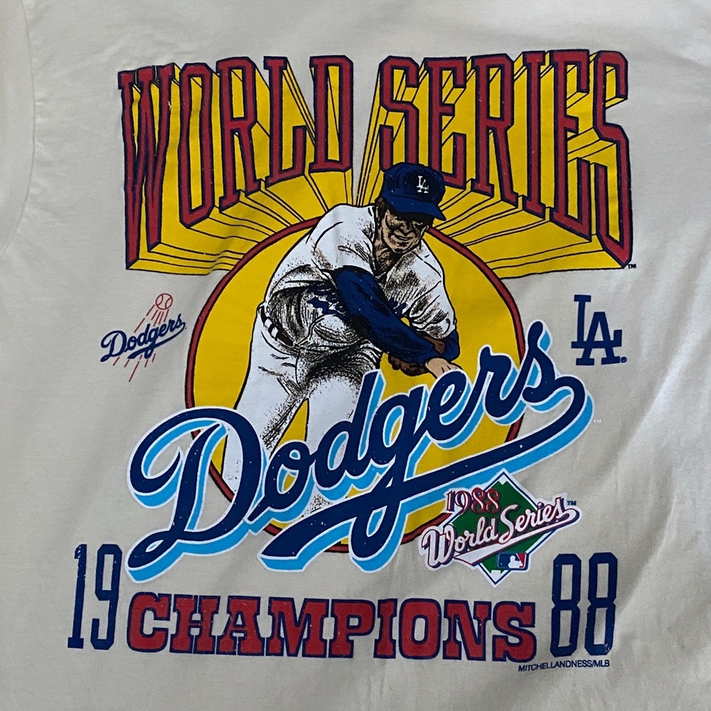 Mitchell & Ness Cream Dodgers World Series Tee